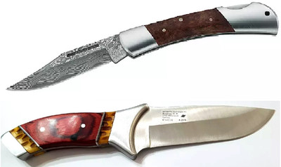 2X  Herbertz Damascus 35 Layers + 21cm Full Tang Hunting Knifes Made In Germany