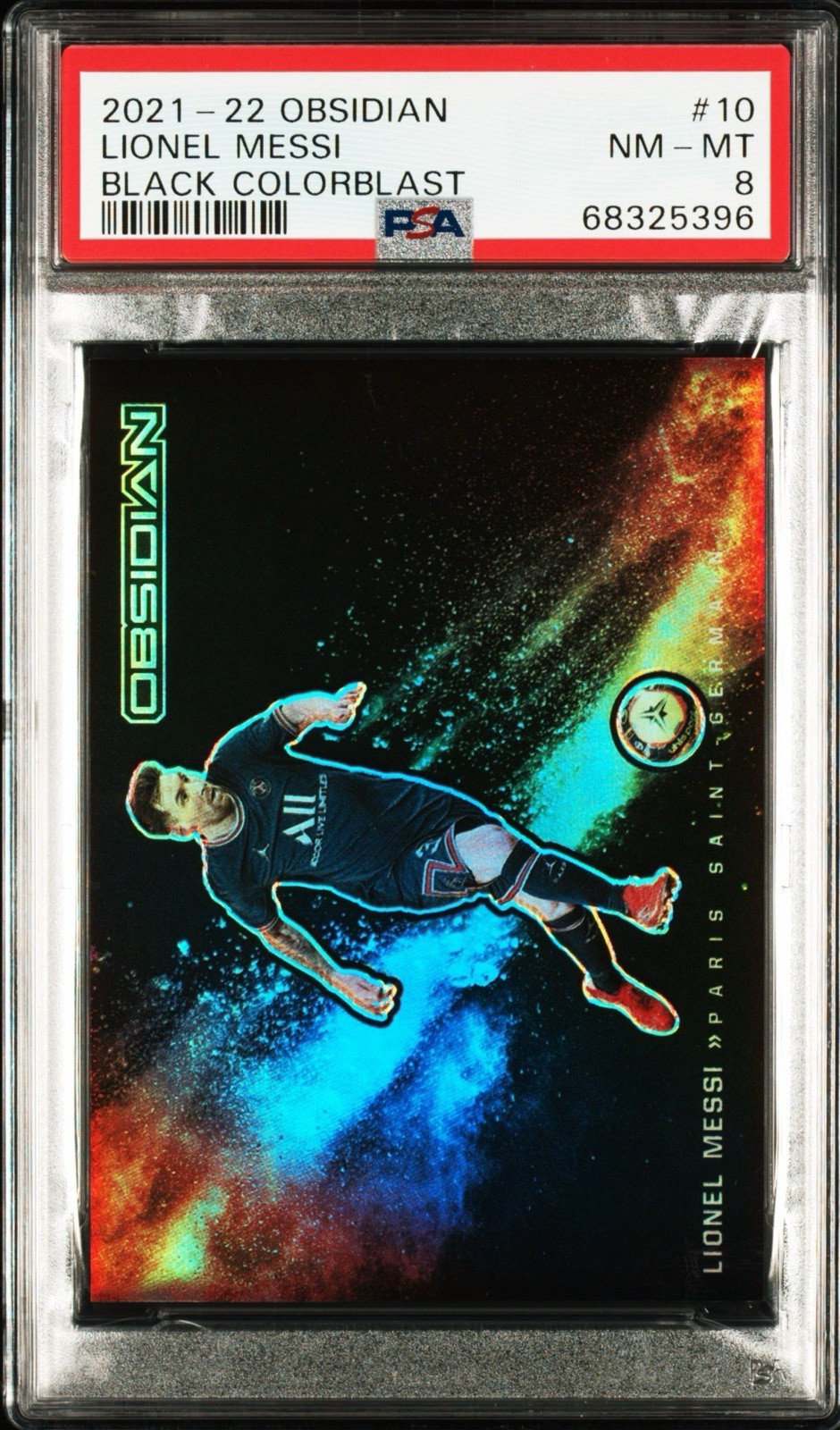 2021 Obsidian Lionel Messi Black Color Blast #10 PSA 8 Colorblast PSG Argentina