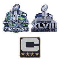 Super Bowl 60 48 Captain Patch Seattle Seahawks Iron on or sewn 3 PC 4x4 Inch
