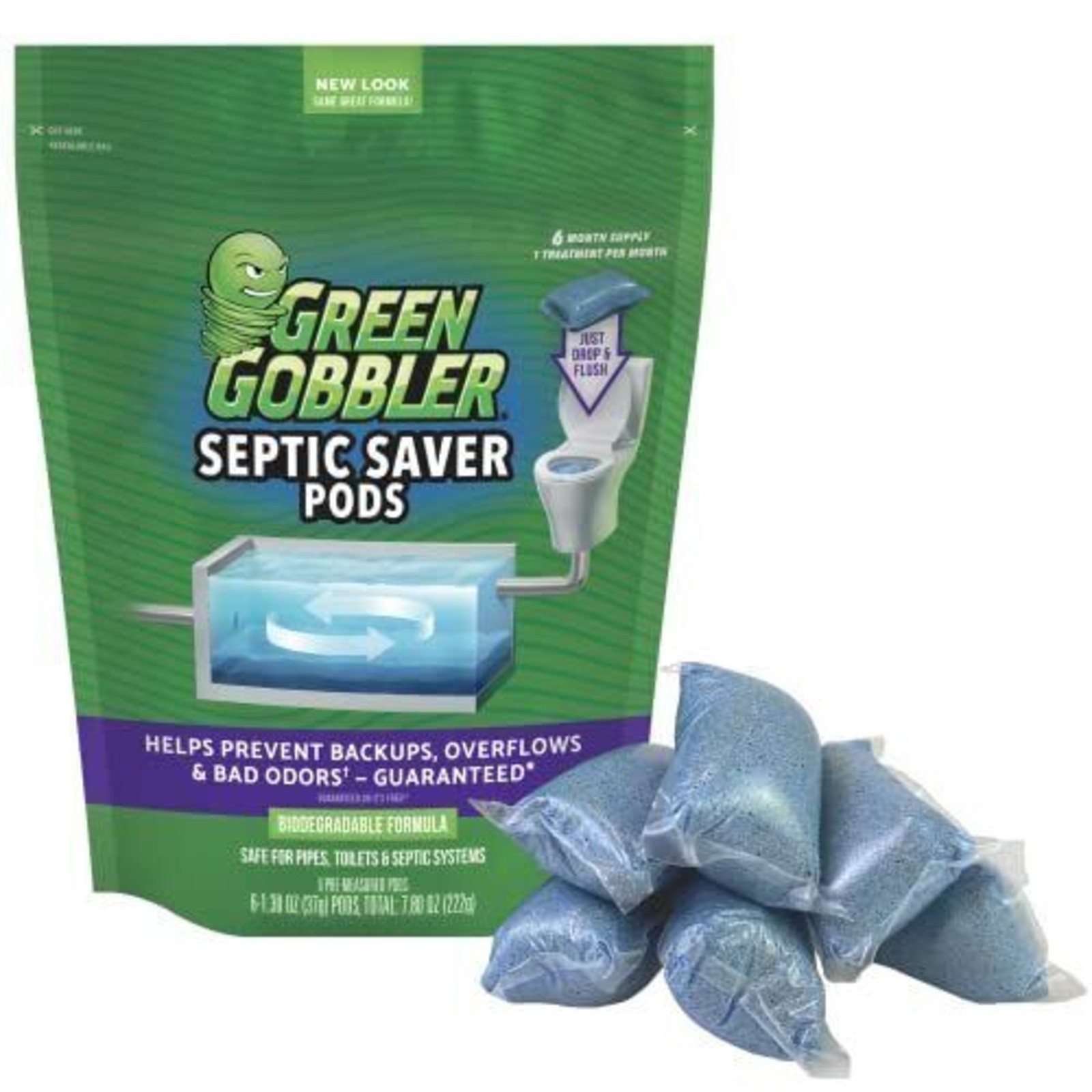 Green Gobbler Septic Tank Enzyme Treatment Packets, 6 Month Supply