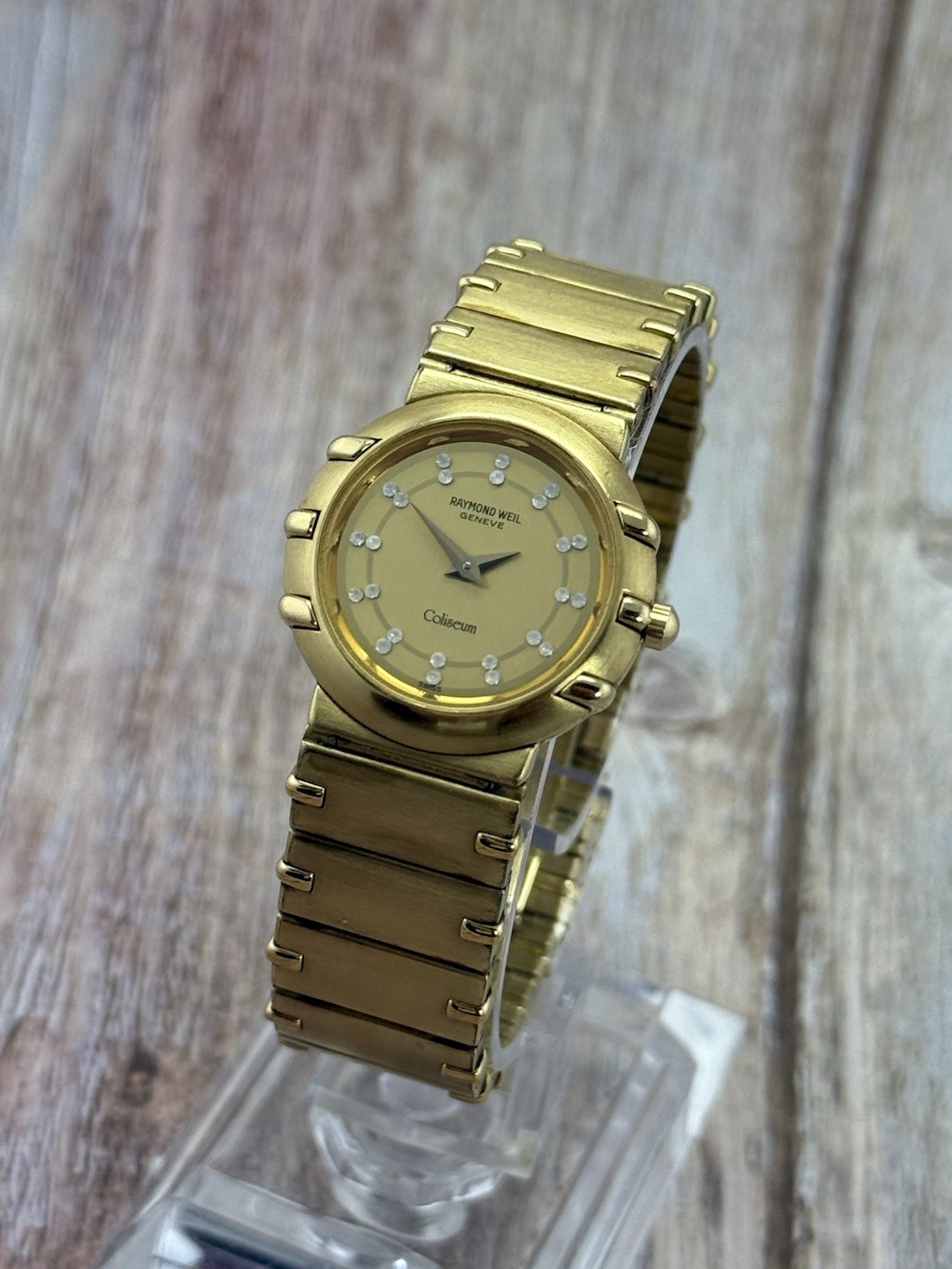 Raymond Weil Geneve Coliseum Diamond Dial Ladies 18K Gold Plated Watch  Quartz