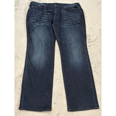 True Religion Ricky Relaxed Straight Dark Wash Jeans Mens 40 Stretch Denim