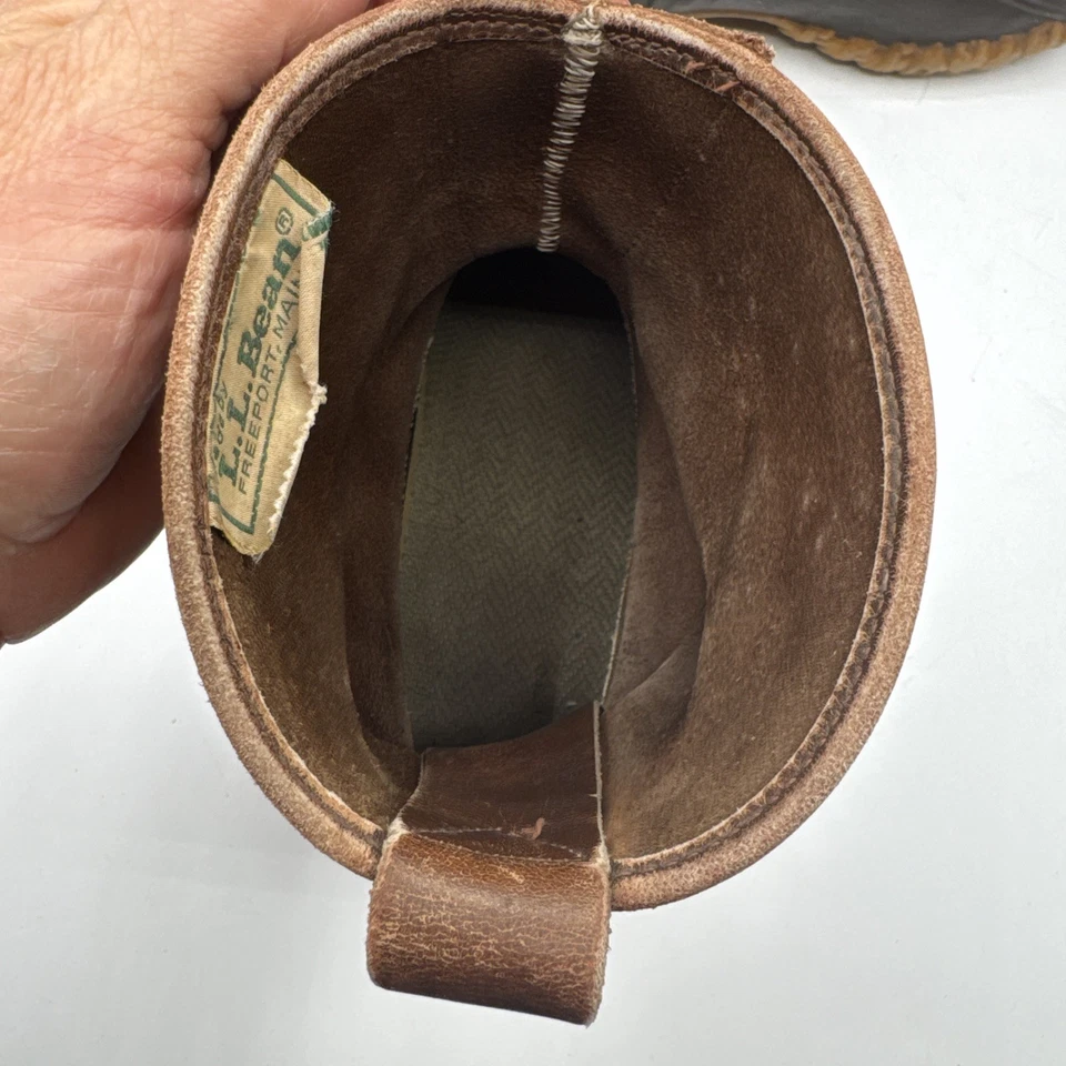 Mens LL Bean Brown Leather Winter  Boots Slip In   7 Brown USA - Image 3 of 4
