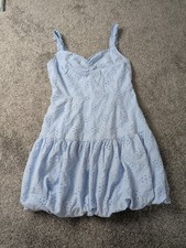 Delia's Light Blue Eyelet Floral Ruffle Strap Sundress Sleeveless Size M