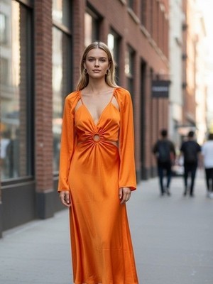 white christmas dresses Orange Marias Floral Cut-Out Midi Dress – FARM Rio