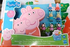 New Hasbro Peppa's Club Peppa Pig Carry-Along Brothers  Sisters 9 Figures Case