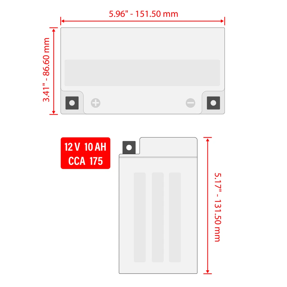 AGM Battery for Ducati Multistrada 1000 DS S 2005 - 2006/ 12V 10Ah CCA 160 - Image 2 of 4