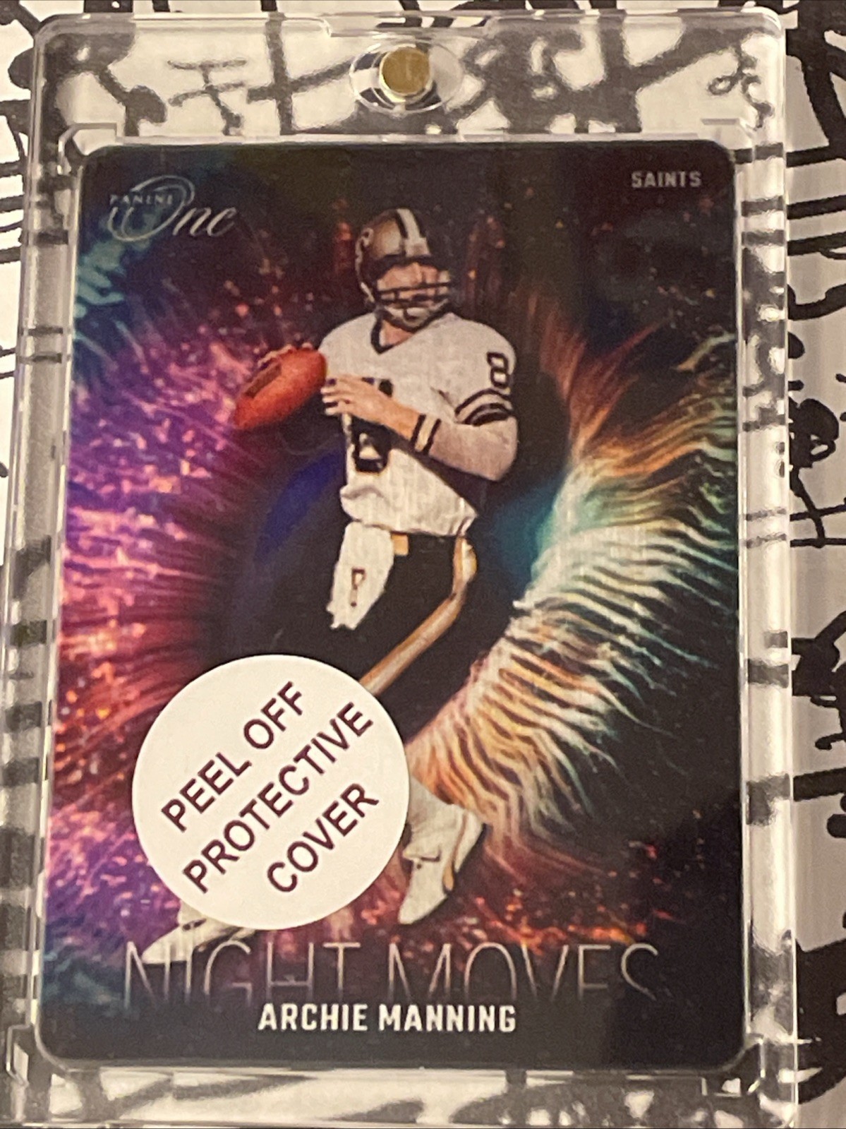 2023 Panini One Night Moves #7 Archie Manning Saints SSP CASE HIT w/ Peel