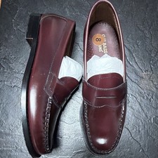 G.H. Bass Men's Dress Loafers Burgundy Leather Square Toe Slip-On US 8
