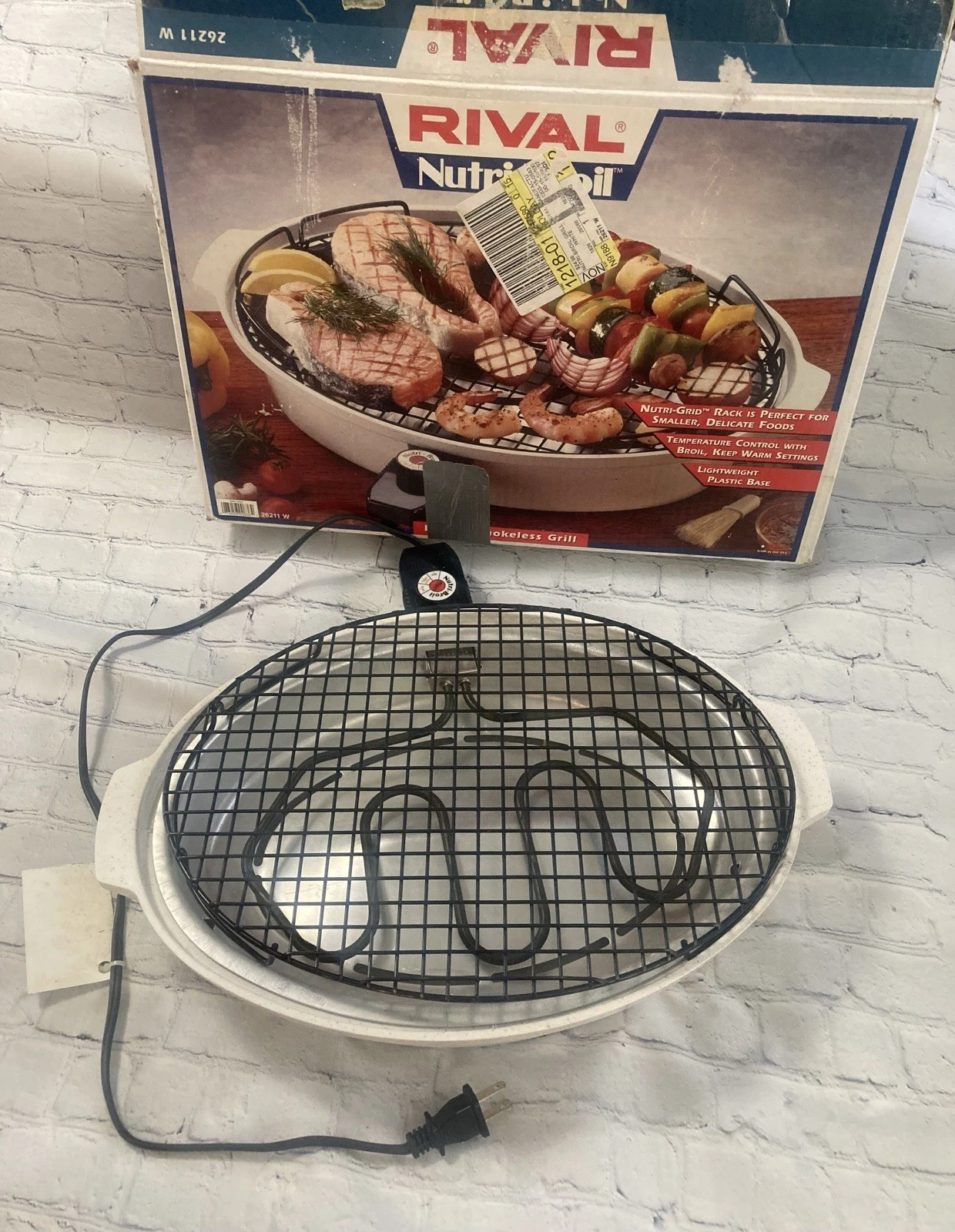 Vtg Rival Smokeless Indoor Electric Grill Nutri Broil 26211W Made In USA Box