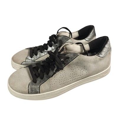 P448 John Sneakers Gray Silver Metallic Glitter Women's Size 40 - US 9.5-10