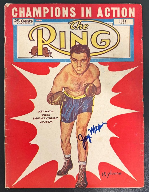 JOEY MAXIM Autographed Signed 1952 Complete RING Magazine Lt-HW Champion