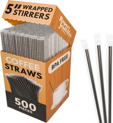 Indivily Wrapped Coffee Stirrers (Bla, 500)