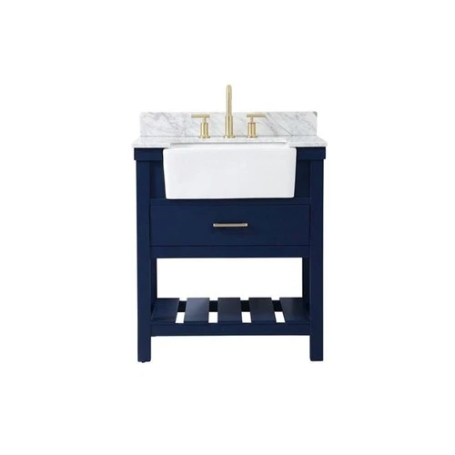 Elegant Decor Clement 30" MDF Single Bathroom Vanity with Backsplash in Blue - Picture 3 of 8