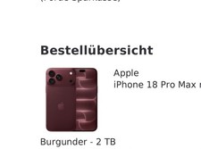 Apple Iphone 18 PRO Max 2TB Burgund Ohne Simlock Neu Versiegelt