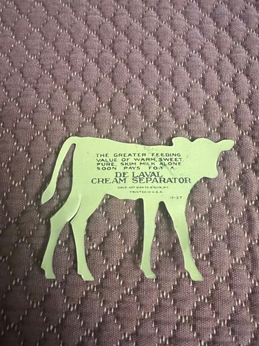 (#3A) 1900'S DE LAVAL DIE CUT JERSEY COW, CALF, METAL SIGN. SKIM MILK FOR ME - Picture 6 of 11
