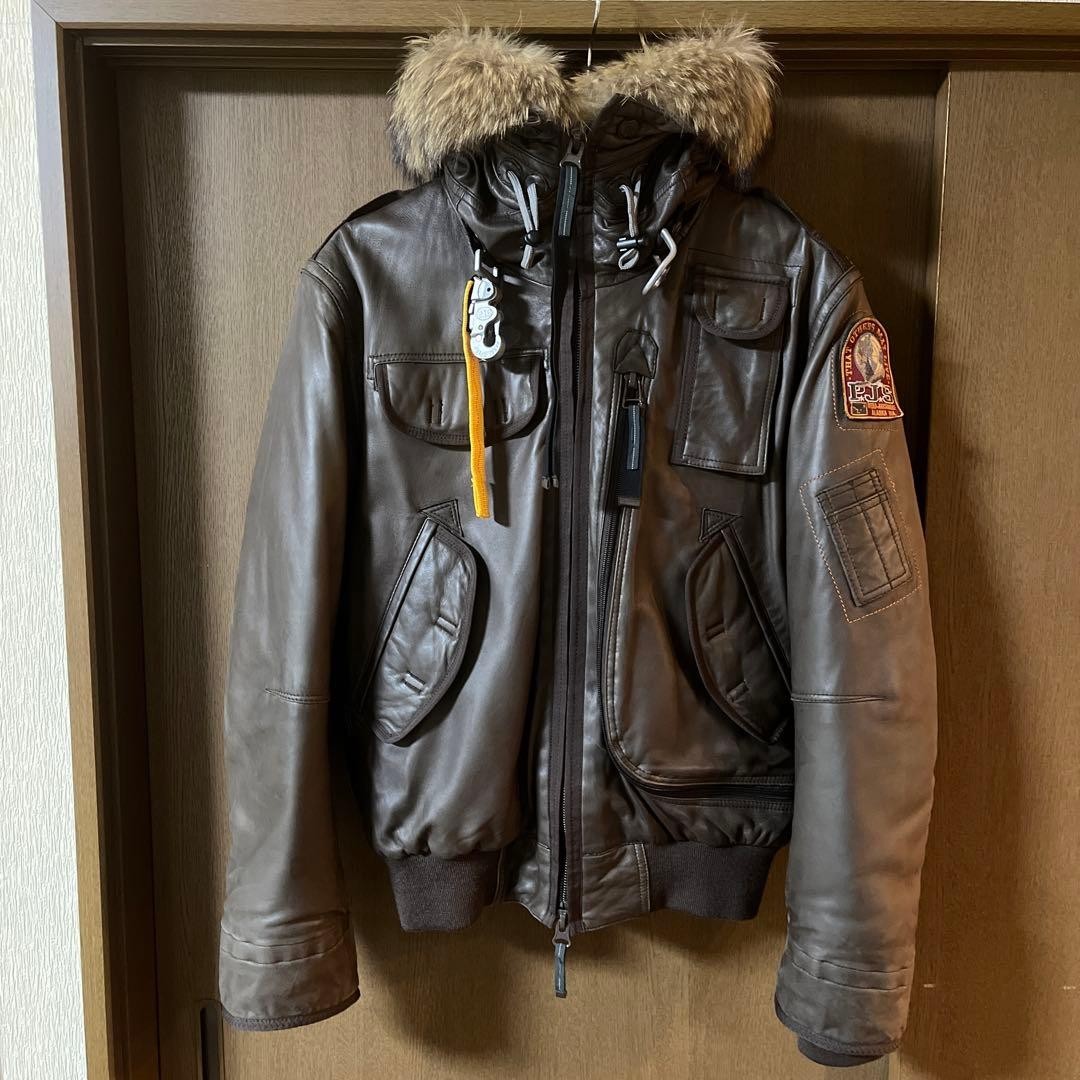 PARAJUMPERS Leather Fur Jacket Brown M US Size S Used Mens PJS