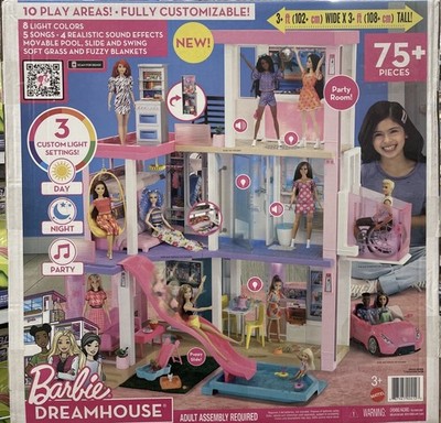 Barbie Dreamhouse Pool Party Doll House with 75+ pc, 3 Story Slide