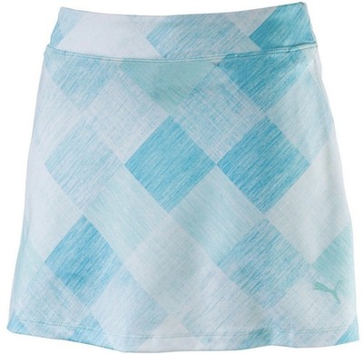 NWT PUMA Golf Pull-On XS Aruba Blue Crosshatch Knit Sport Skirt UPF 40+ Skort