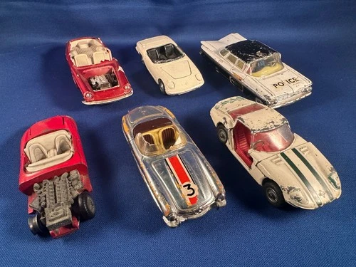 1960s Vintage Corgi, Tekno and Politoy Junkyard Lot of 6 Cars