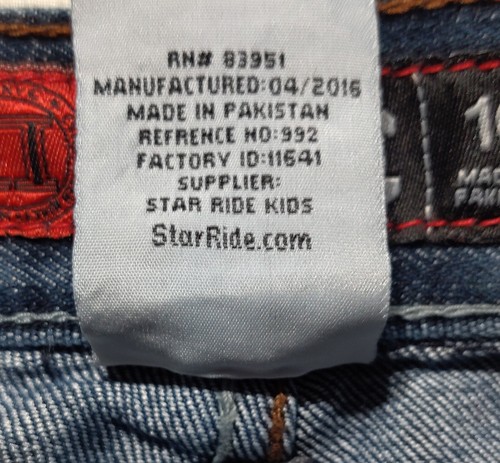 PANYC Star Ride Kids Blue Jeans Youth Boys Size 16 (30x29) RN 83951 - Picture 9 of 9
