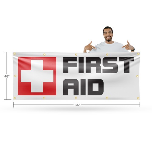 First Aid 13 oz Vinyl Banner Sign with Metal Grommets Heavy-Duty Single-Sided - Picture 2 of 21