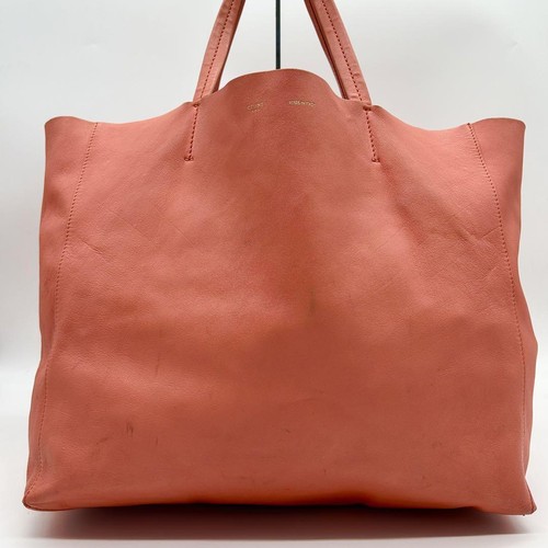 Celine Tote Bag Handbag Horizontal Cabas Leather Salmon Pink Logo