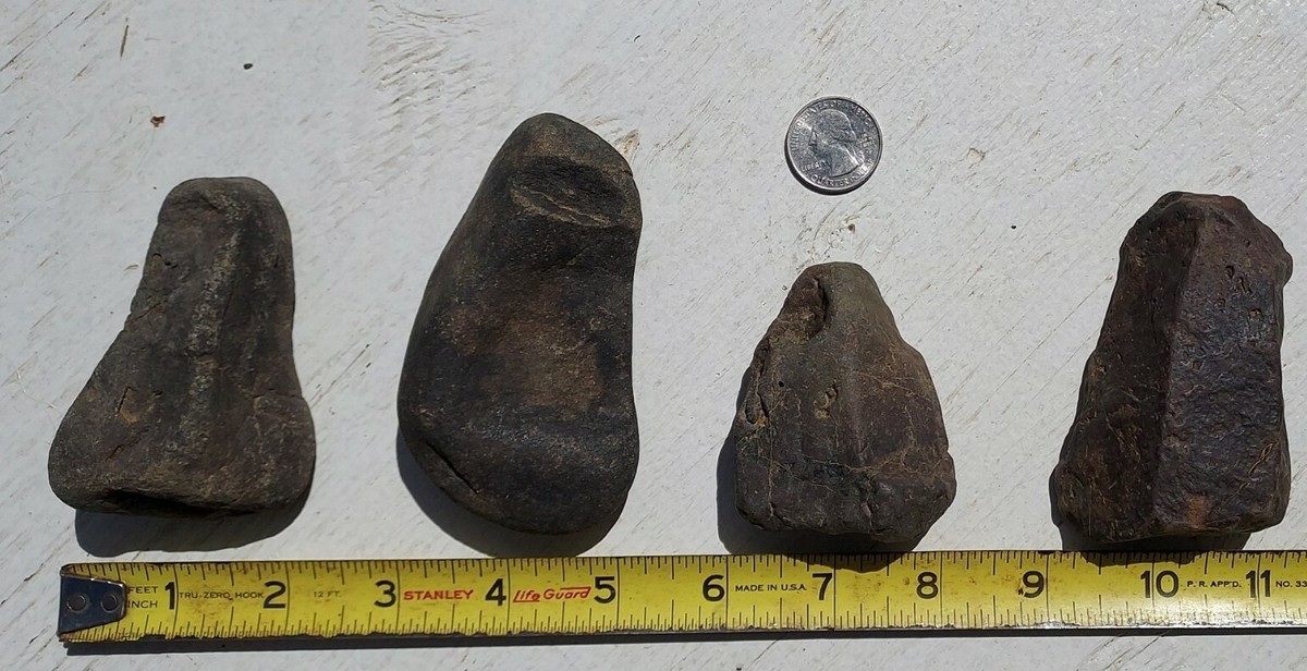 4 Native American Indian Paleo Stone Tools axe grinding stone