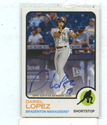 Dariel Lopez 2022 Topps Heritage Minor League Auto #ROA-DL Bradenton Marauders