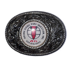 Houma Diesel Fuel Injection Belt Buckle Western Style Hand Tooled