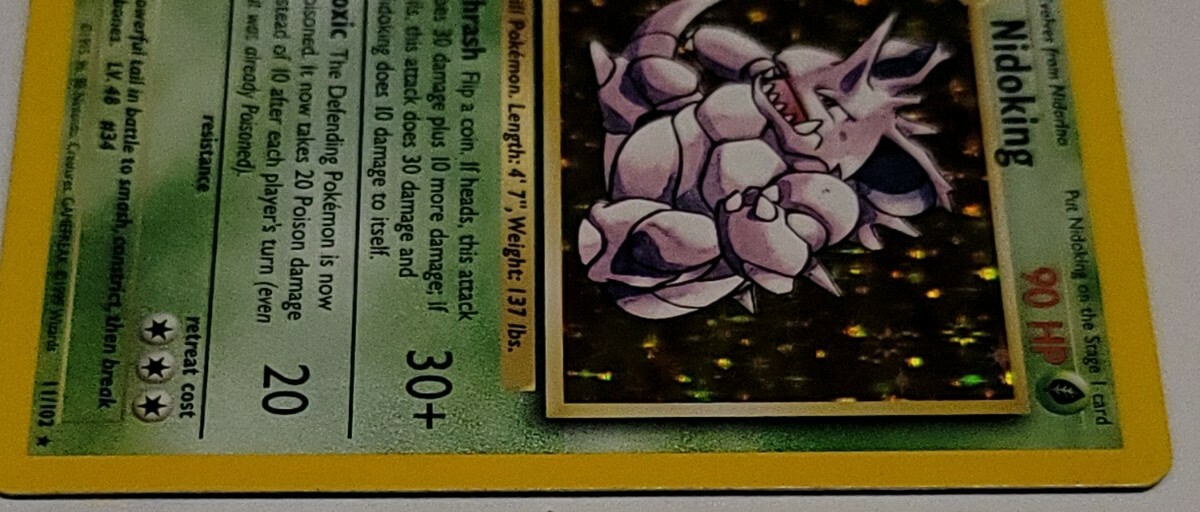 Nidoking 11/102 Pokemon Original Base Set 1 Pokémon Card