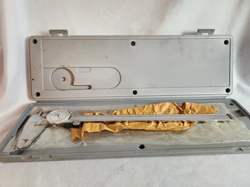 MITUTOYO 505-628 Dial Caliper 12" w/ Plastic CASE ID Od Depth Rod