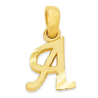 Zierlicher 10k Echt Massiv Gold Initialen Anhänger, kleiner Buchstabe Charm für Armband