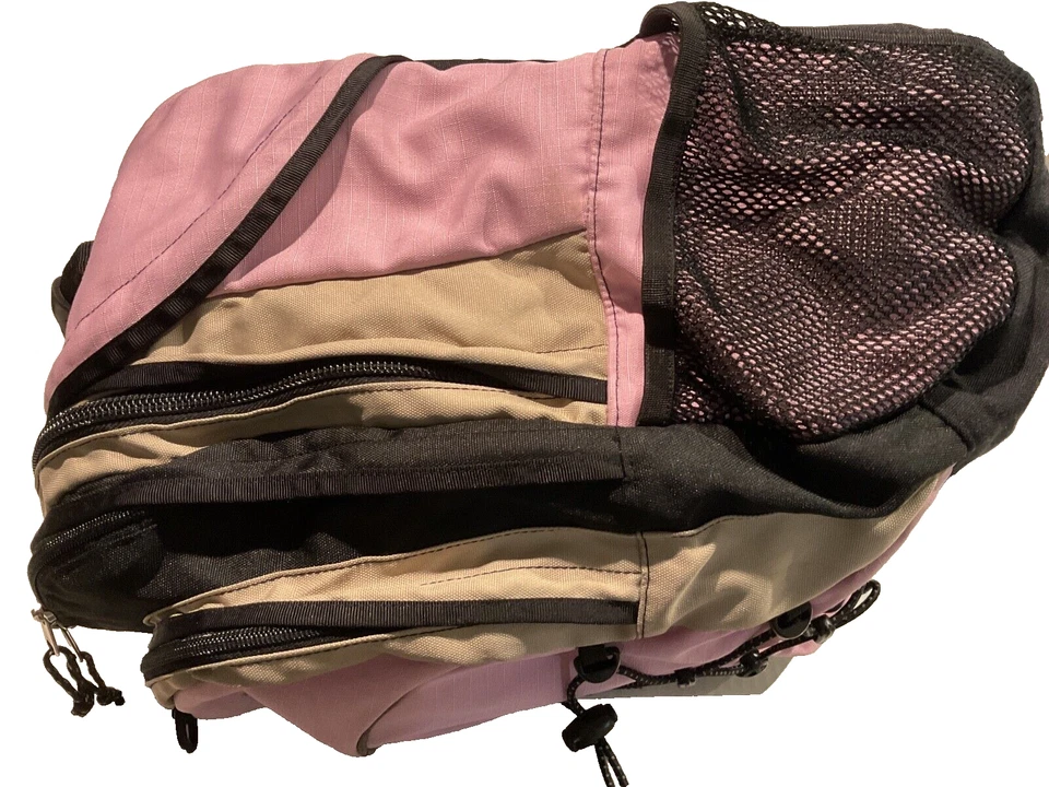 L.L.Bean comfort carry school backpack 粉红色 黑色 17x12" 4口袋圈顶, 端口 — 第 3/4 张图片