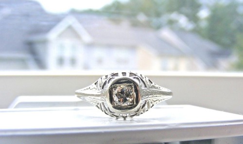 Antiker filigraner Diamantring 18 Karat Gold Art Deco - Bild 3 von 12