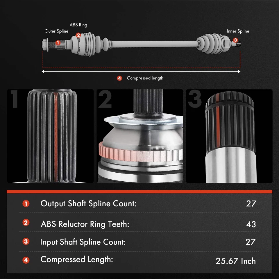 Front Driver CV Axle Assembly for Mitsubishi Diamante 1997-2004 V6 3.5L MR196221 - Image 2 of 4