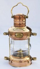 Antique Anchor Oil Lamp Brass & Copper Nautical Maritime Ship Lantern Boat Light