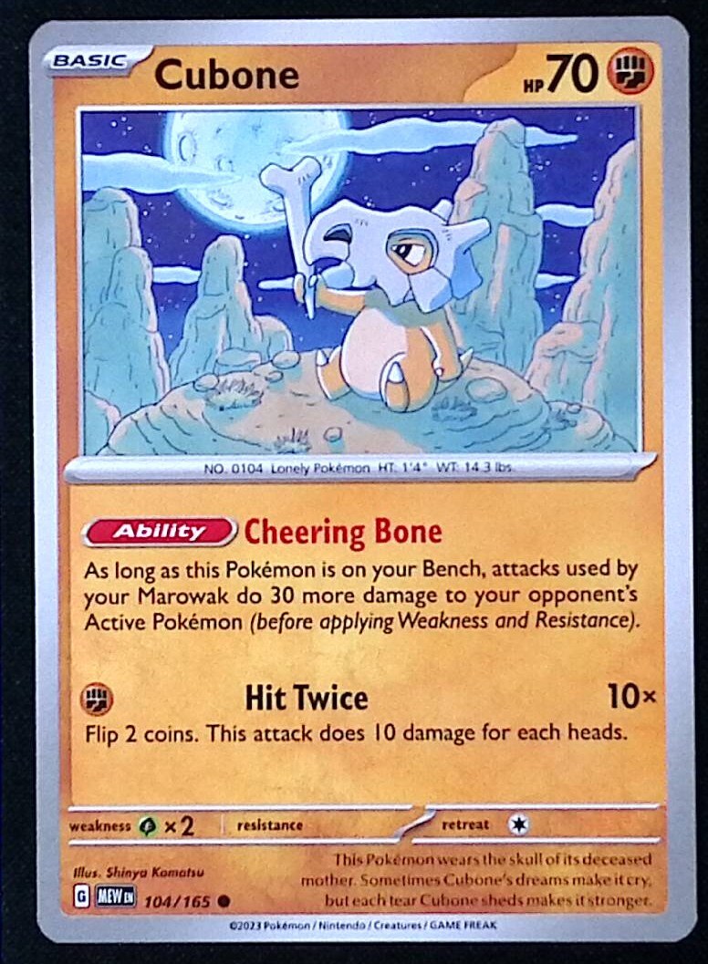 Cubone 104/165 - Pokemon Scarlet Violet 151 - NM