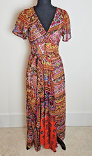 Anthropologie Akem Kin Dress Size 0 Maxi Paisley Floral Multicolor Zip Lined