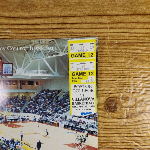 Programma Basket Boston College Vs Villanova 1989 con Biglietto Stubs Conte - Foto 2 di 7