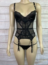 Sexy Seven 'Til Midnight Black Mesh Bodysuit Lingerie Size Small NWT