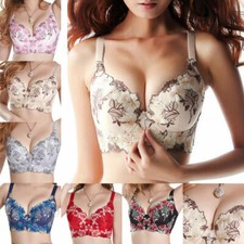 Thick Padded Add 2 Cups Bra Women Push-up Brassiere Deep V Lace Underwire Bras D