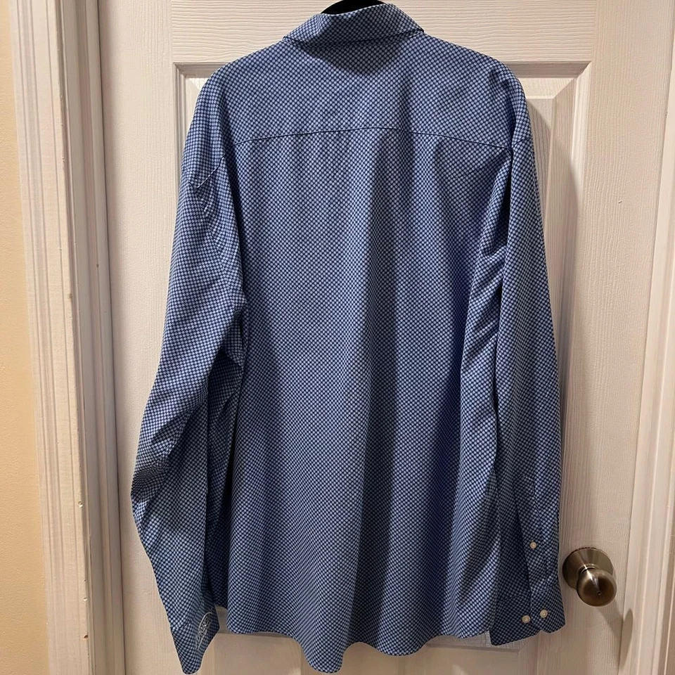 Camisa Peter Millar Corona Artesanal Azul Rendimiento Abotonada Manga Larga -Talla XL Foto 2 de 4