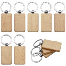 10 Pcs Blank Wooden Key Chains Personalized Key Rings for DIY Crafts Tags