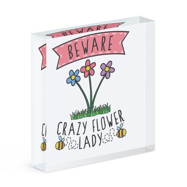 Beware VerrüCkte Blumen Damen Acryl Foto Block Rahmen Lustiger Witz Muttertag-image