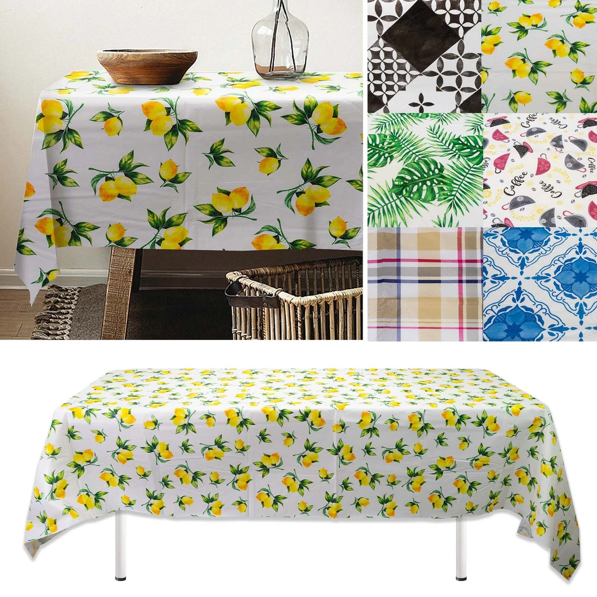 Heavy Flannel Back Tablecloths for Rectangle Tables Waterproof