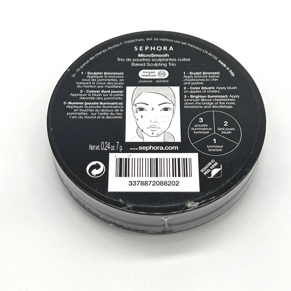 SEPHORA MicroSmooth Baked Sculpting Contour Trio 05 Spirited (Medium) ~ SEALED - Image 4 of 4
