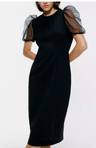 black puff sleeve dress zara