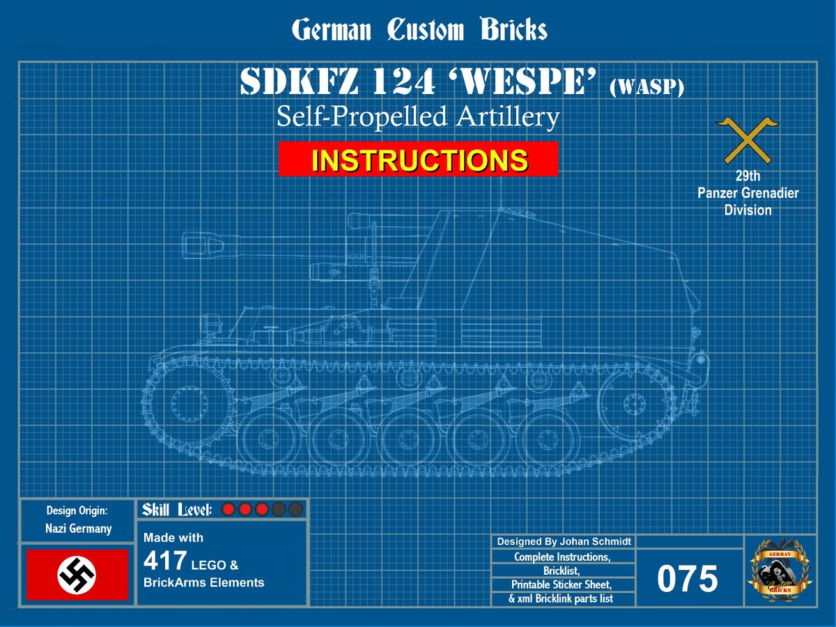 Lego - SdKfz 124 Wespe (Wasp) SP Artillery - Digital Instructions
