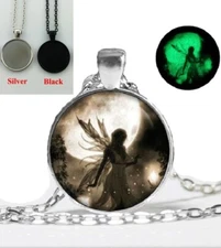Glow in the Dark MOONLIGHT FAIRY 1-1/16" Acrylic Dome Pendant 20" Necklace (#8)